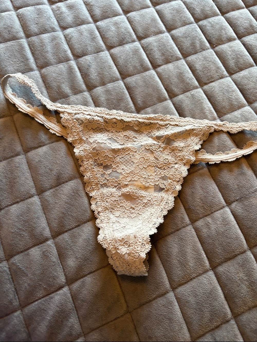 aerie Ivory Lace Thong Panty